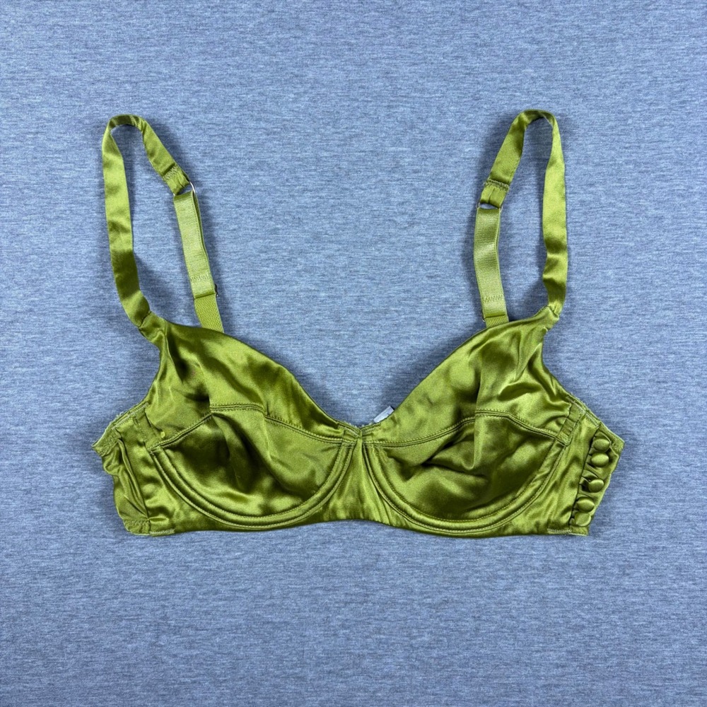 Victoria's Secret Demi Bra 34B Chartreuse Silk Underwire Lingerie